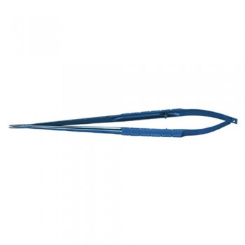 Micro Needle Holder Round handle,Short Knurling,Tungsten Carbide coated tips,Multilock,22cm Straight,0.5mm tips Straight,0.7mm tips Straight,1.0mm tips Straight,1.5mm tips Curved,0.5mm tips Curved,0.7mm tips Curved,1.0mm tips